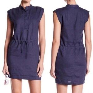 James Perse Linen Dress Blue Mini Large